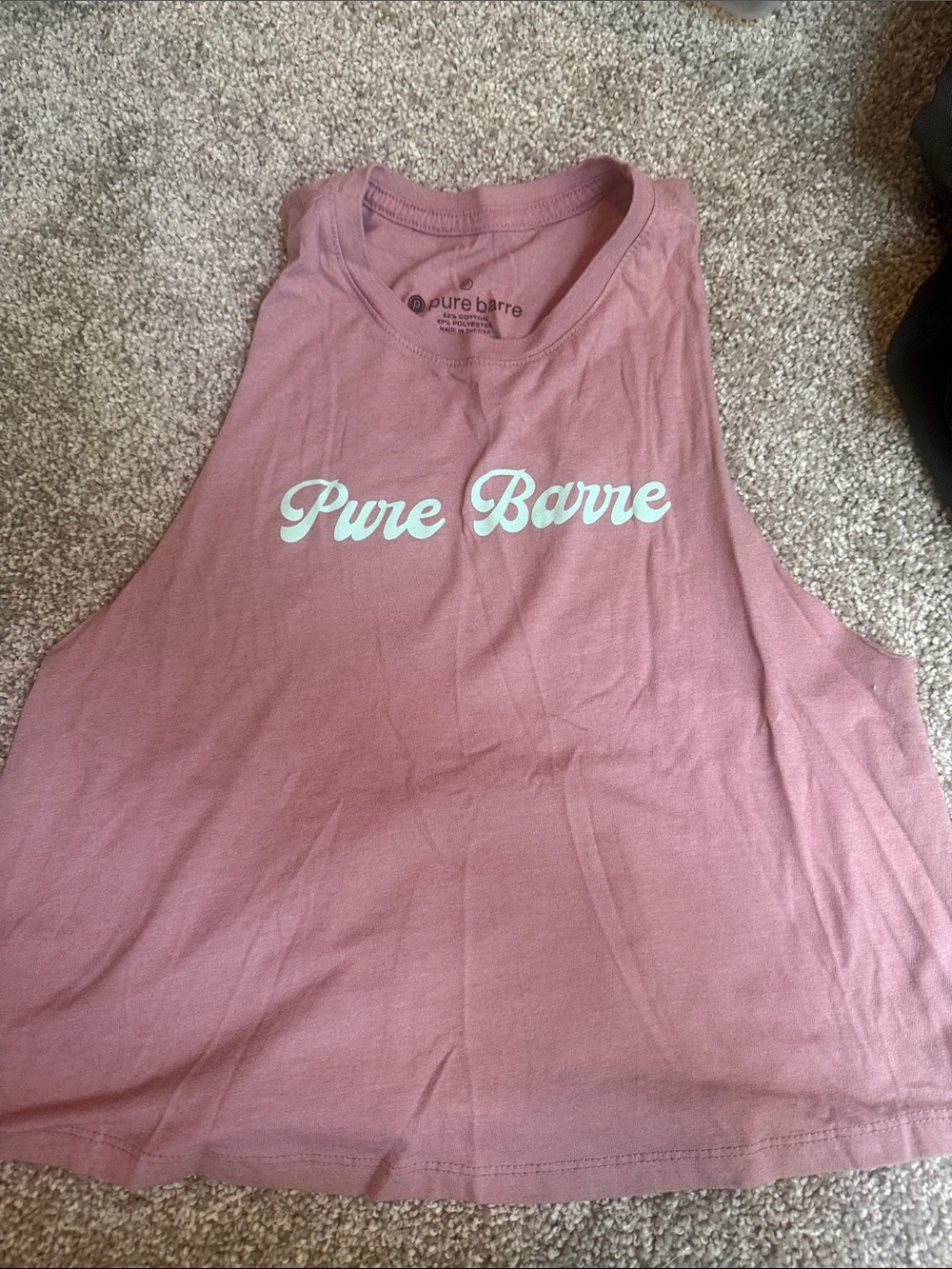 Pure Barre Dusty Rose Muscle Tank with White Logo